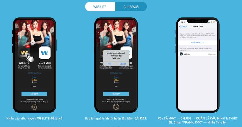 Hướng dẫn tải W88 Lite và Club W88 trên iOS